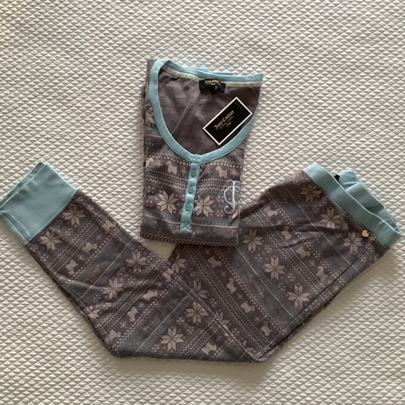 Juicy Couture Scottie Dog Fair Isle Thermal Pajamas - Size M - Picture 3 of 5